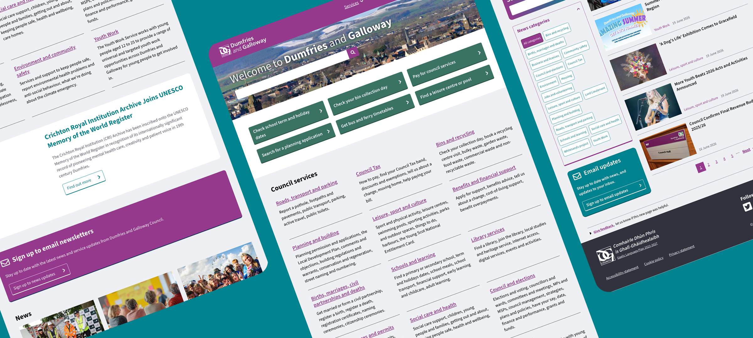 Screenshots of Dumfries and Galloway website