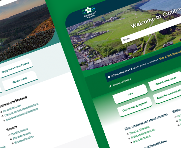 Screenshots of Cumberland and Westmorland & Furness websites